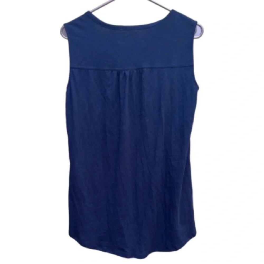 NWT Eddie Bauer Size Small Semi-Sheer Navy Wide Strap Tank Athletic Sporty - Picture 3 of 15